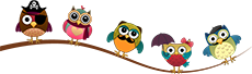 Volksschule Maskottchen Eulen rechts